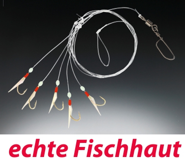PILK-/HERINGSVORFACH echte Fischhaut, 5 Haken #4