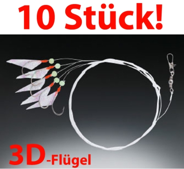 10 Stück! BALZER 3D Heringsvorfach #6 3D-Flügel Heringspaternoster