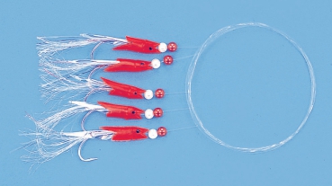Makrelenvorfach 5 Haken #2/0 - pinkroten Fischchen