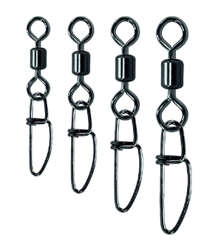 JENZI Rolling-Wirbel mit Crosslock-Karabiner, Black Nickel, Größe 8, 22 Kg, 6 Stück