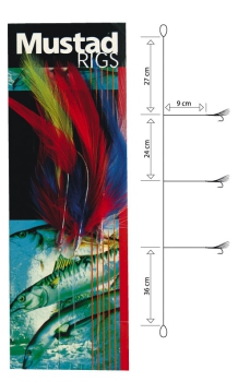 MUSTAD Traditionelles Makrelenfeder-Rig mit drei Haken #6/0