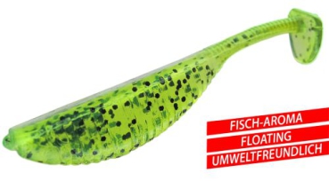 10 Stück - JENZI Tasty Gums Type 2 Fisch-Aroma - 5 cm Grün Glitter UV