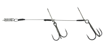 Preview: Flexibles Stinger-Rig / Komplett-Set - Stingersystem 2x Haken 2/0