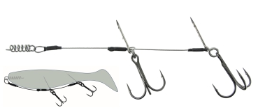 Flexibles Stinger-Rig / Komplett-Set - Stingersystem 2x Haken 2/0