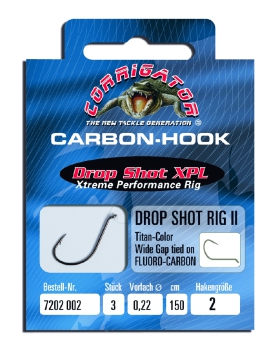 JENZI Drop Shot XPL Drop-Shot-Rig/Vorfach - Wide Gap Haken #4, Fluoro-Carbon 0,22mm