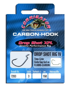 JENZI Drop Shot XPL Drop-Shot-Rig/Vorfach - Offset Haken #2, Fluoro-Carbon 0,20mm
