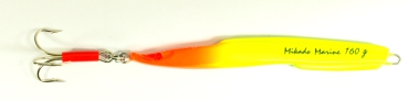 Mikado Marine Pilker Sandaal Tobiasfisch 160 Gramm Norwegenpilker fluogelb-fluoorange