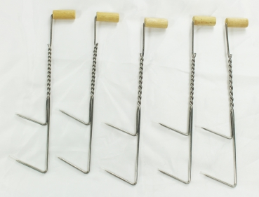 5 Stück Paladin Räucherhaken rostfrei - zum Fisch räuchern - Zubehör Räucherofen