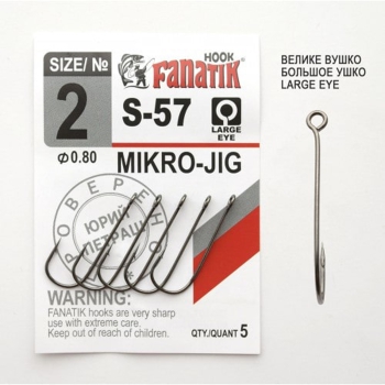 FANATIK Haken Mikro-Jig S-57 - Größe 2 - 5 Stück