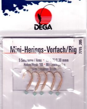 DEGA Heringsvorfach MINI echte Fischhaut 5 Haken #10