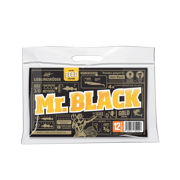 12,5 cm Lieblingsköder - Mr. Black (klares Wasser) - 4 Stück