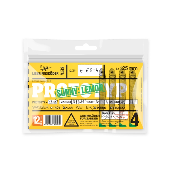 12,5 cm Lieblingsköder -  Sunny Lemon (klares Wasser + Sonne) - 4 Stück