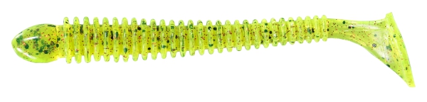 10 cm BERKLEY Flex Beat Shad  - Chartreuse Pepper Red - 1 Stück Gummifisch  Drop Shot