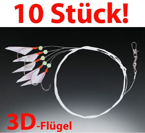 10 Stück! BALZER 3D Heringsvorfach #6 3D-Flügel Heringspaternoster