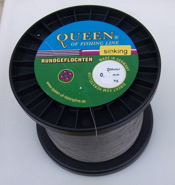 QUEEN of Fishingline 4-Fach-rundgeflochten sinkink - 0,22 - 14 kg - Farbe grau sinkend - je 100 Meter