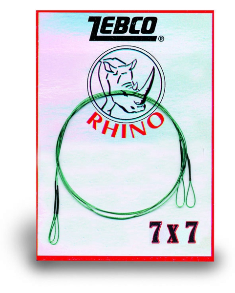 2 Stück RHINO Stahlvorfach 7x7 beidseitig mit Schlaufen - 30 cm - 5 kg - 0,34mm