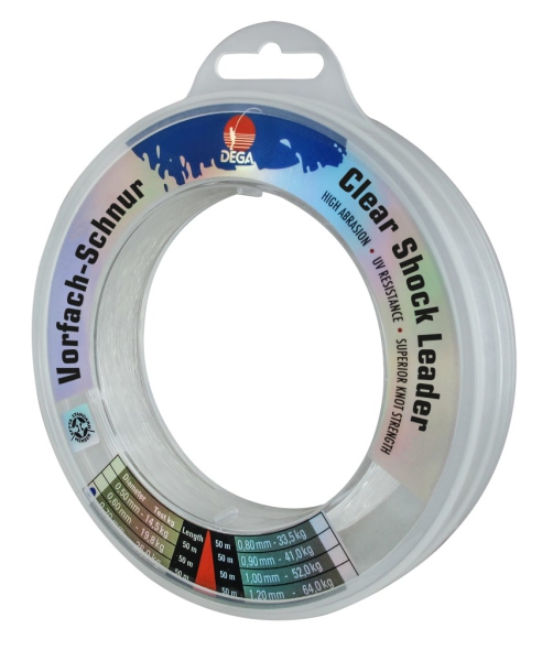 DEGA Clear Shock Leader VorfachSchnur  Meeresvorfach 0,50mm 15,5kg - 50m