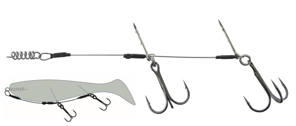 Flexibles Stinger-Rig / Komplett-Set - Stingersystem 2x Haken 2/0