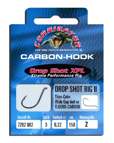 JENZI Drop Shot XPL Drop-Shot-Rig/Vorfach - Wide Gap Haken #4, Fluoro-Carbon 0,22mm