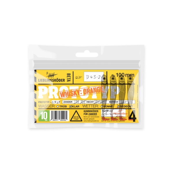 10 cm Lieblingsköder - Whisky Orange (klares Wasser + Wolken) - 4 Stück