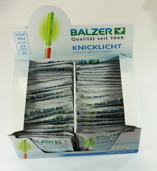 100 Stück Knicklichter BALZER - gelb-grün sehr hell Packung mit 50 Briefchen a 2 Stück