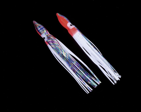 Octopus mit holographischem Effekt 12 cm - White/Red - 4 Stück