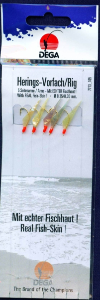 DEGA Heringspaternoster 5 Haken echte Fischhaut #4