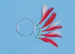 Makrelenvorfach 5 Haken #1/0 - Federn rot-weiss-glitter