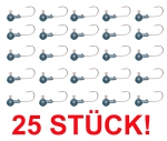 25 Stück Jigköpfe Jigkopf Rundkopf Hakengröße 2/0 - 15 Gramm